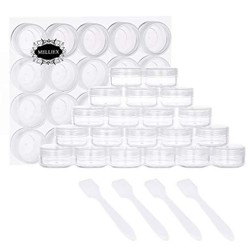 20 Piezas Tarros de Crema 10g / 10ml Vacío Plástico Transparente Contenedor de Cosméticos Tarros - para Cosmética Sombra de Ojos Uñas Polvo Envase - con 4 Piezas Mini Espátula (Transparente)