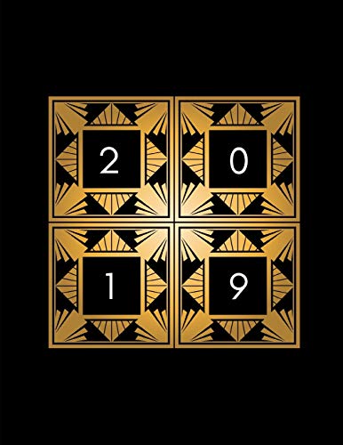 2019: Week To View Diary Agenda Planner With Goal Planning and Notes Pages (Black and Gold Art Deco Design)