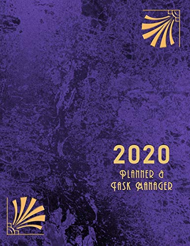 2020 Planner & Task Manager: Art Deco Style Purple Marble Effect Weekly Diary For Men Or Women With Additional Lined Monthly Note, Online Password Log & Habit Tracker Pages