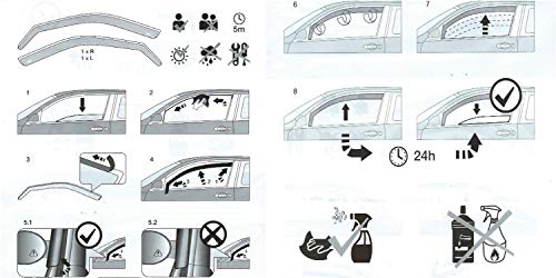 2x Deflectores de Aire V W Caddy 2003-2015 Derivabrisas ajuste interior protección sol lluvia nieve viento