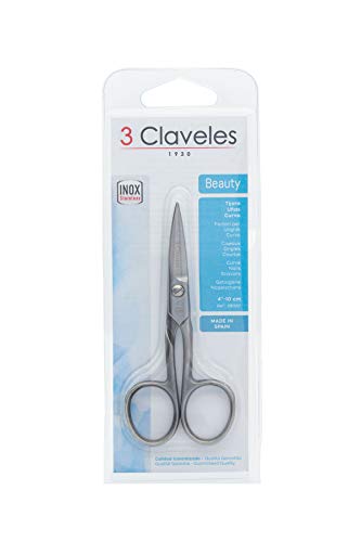 3 Claveles Tijeras uñas tijera cortaúñas con hojas curvas para manicura para dar formas a las uñas de las manos de acero inoxidable 10 cm 4"