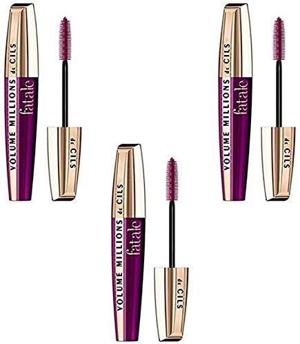 3 x L'Oreal Paris Volume Million Lashes Fatale Mascara 9.4ml Black