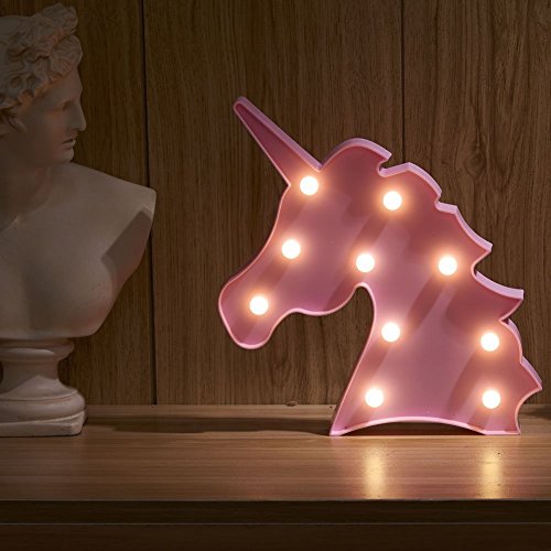 3D Flamingo LED Lámpara decorativa Marquee Signos Carta Flamingo Night Light Decoración de la pared para la sala de estar Dormitorio Home Christmas By Morkka (Unicornio Cabeza Rosa)