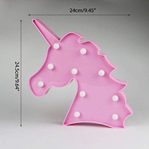 3D Flamingo LED Lámpara decorativa Marquee Signos Carta Flamingo Night Light Decoración de la pared para la sala de estar Dormitorio Home Christmas By Morkka (Unicornio Cabeza Rosa)