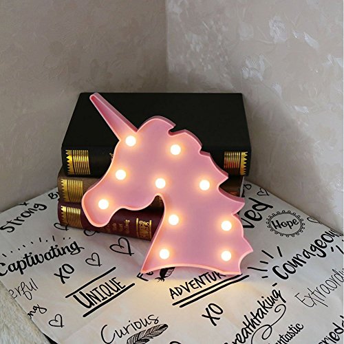 3D Flamingo LED Lámpara decorativa Marquee Signos Carta Flamingo Night Light Decoración de la pared para la sala de estar Dormitorio Home Christmas By Morkka (Unicornio Cabeza Rosa)