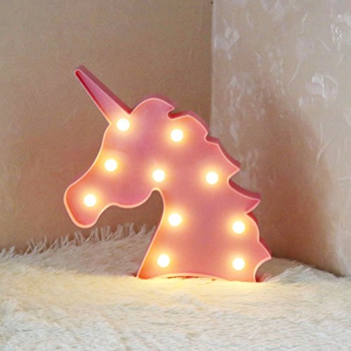 3D Flamingo LED Lámpara decorativa Marquee Signos Carta Flamingo Night Light Decoración de la pared para la sala de estar Dormitorio Home Christmas By Morkka (Unicornio Cabeza Rosa)