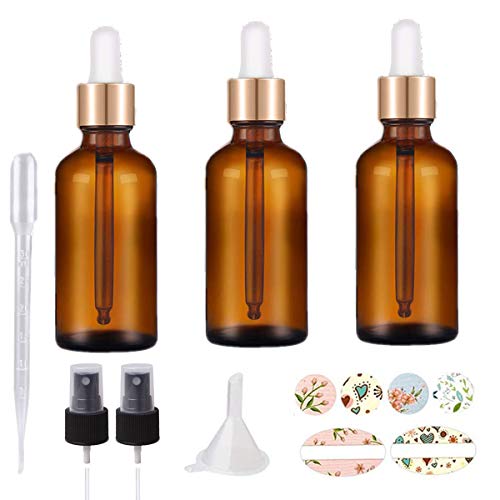 3Pcs Frasco Cuentagotas Cristal con Spray , 30ml Ambra Botellas Goteros Cuentagotas con Pipeta Cuentagotas Cristal Para Aceite Esencial, Masaje,Fragancia, Aromaterapia, Laboratorio, E-Líquidos