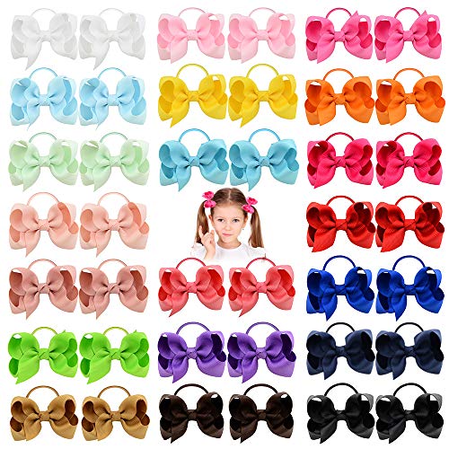 40pcs 3 pulgadas bebés arcos del pelo lazos del pelo de la venda elástico del Ponytail de la banda para el cabello accesorios para niños pequeños para niños