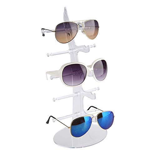 5 Pares de Plástico Anteojos Estante Gafas de Sol Soporte de Exhibición Rack Soporte de Almacenamiento Venta Mostrar Caso(Transparente)