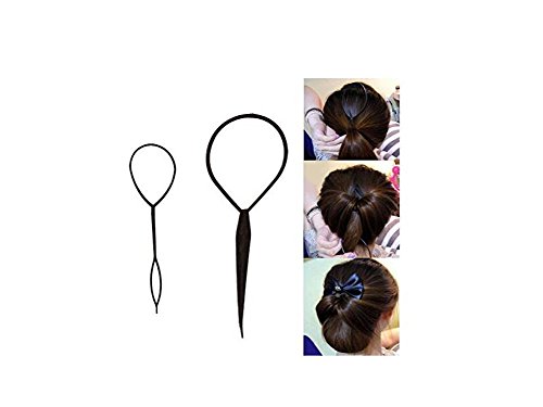 Accesorios de peluquería para estilismo del cabello, aguja para el pelo, herramienta para trenzar y hacer coletas, para mujeres, damas y niñas, color negro, 2 unidades: 1 grande y 1 pequeña