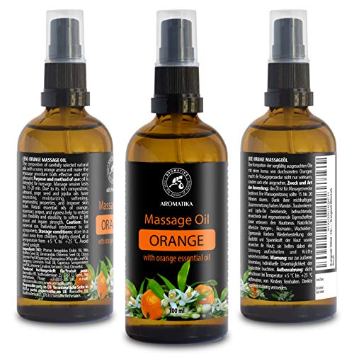 Aceite Masaje Naranja 100ml - 100% Puro - Cosmética Natural - Aceite de Aroma Suave de Masaje Corporal de Naranja - Aceite de Aroma Relajante - Buen Sueño - Calmante