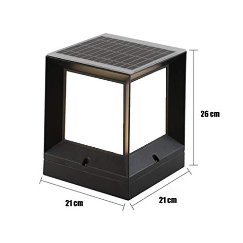 ACHNC Lámpara de Jardín Solares,Moderno LED Lámpara para Pilar IP65 Impermeable Lámpara Exterior Pedestal/Post Iluminacion Lámpara de Columna Cuadrada para Terraza Patio Jardín Postes Madera,21CM