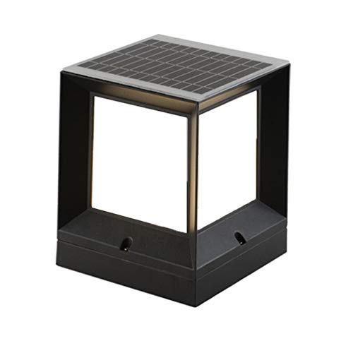 ACHNC Lámpara de Jardín Solares,Moderno LED Lámpara para Pilar IP65 Impermeable Lámpara Exterior Pedestal/Post Iluminacion Lámpara de Columna Cuadrada para Terraza Patio Jardín Postes Madera,21CM