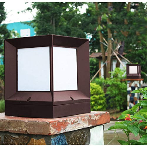 ACHNC Lámpara de Jardín Solares,Moderno LED Lámpara para Pilar IP65 Impermeable Lámpara Exterior Pedestal/Post Iluminacion Lámpara de Columna Cuadrada para Terraza Patio Jardín Postes Madera,21CM