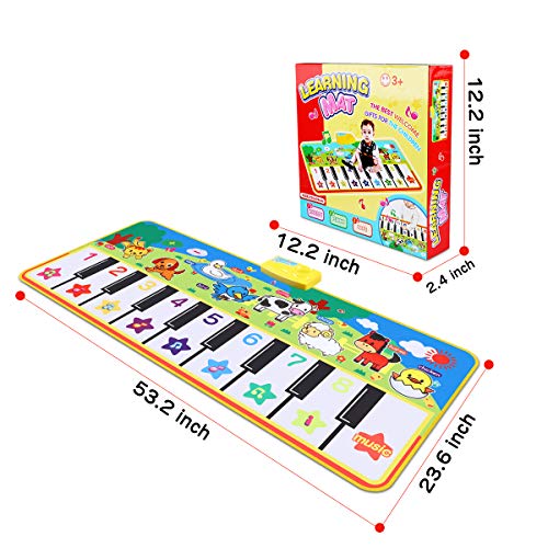 Alfombra de Piano, Alfombra Musical de Teclado, Alfombra Piano de Animales para Niños Niñas, Alfombrilla Musical Estera deTeclado Táctil para Niños(110 * 36 cm)