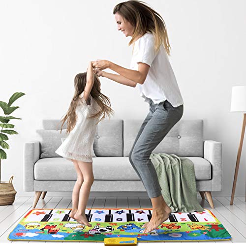 Alfombra de Piano, Alfombra Musical de Teclado, Alfombra Piano de Animales para Niños Niñas, Alfombrilla Musical Estera deTeclado Táctil para Niños(110 * 36 cm)