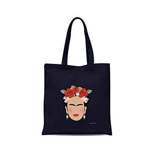 All Sas - Bolsa shopper frida Kahlo 100% tela de algodón estampado Made in Italy