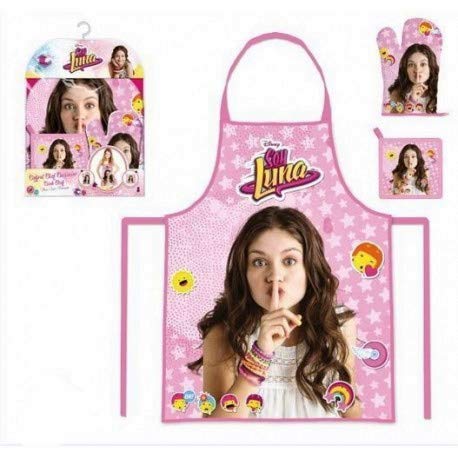 ALMACENESADAN 2353; Pack de Cocina Disney Soy Luna; Delantal; Guante y manopla; Ideal para Regalar; Producto 100% Poliester