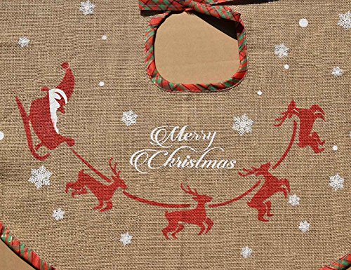 AmaJOY Merry Christmas Tree Skirt White Snowflake Burlap Tree Falda para la decoración de Navidad Decoración festiva, cuadros rojos y verdes, 78 cm