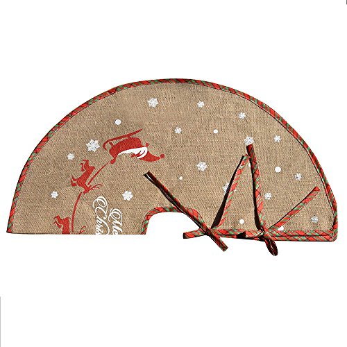 AmaJOY Merry Christmas Tree Skirt White Snowflake Burlap Tree Falda para la decoración de Navidad Decoración festiva, cuadros rojos y verdes, 78 cm