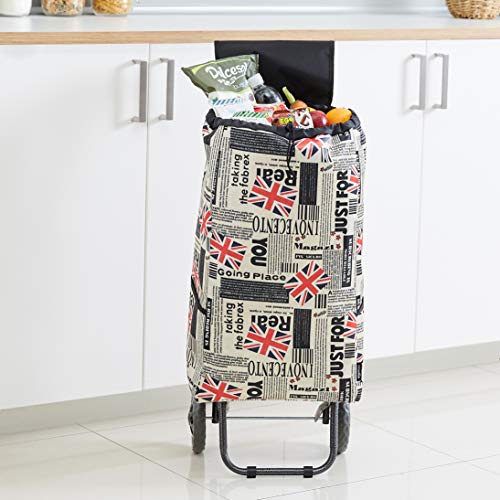 AmazonBasics - Carrito de la compra con 2 ruedas, 40 litros, diseño de patchwork