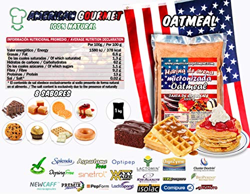 American Suplement - 1000 gr - Harina de Avena Integral, ideal para tortitas, batidos, bizcochos y magdalenas (DULCE DE LECHE)