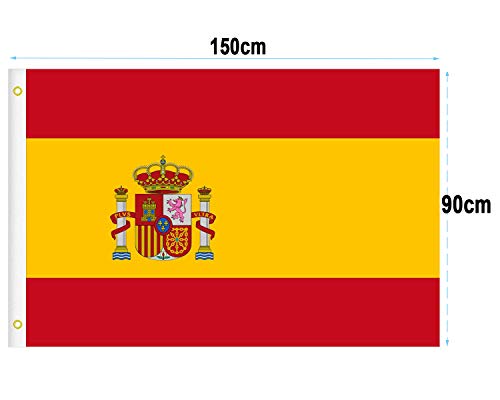 Amison Bandera España Grande, 2pcs Bandera de España, Resistente a la Intemperie, 90 x 150 cm