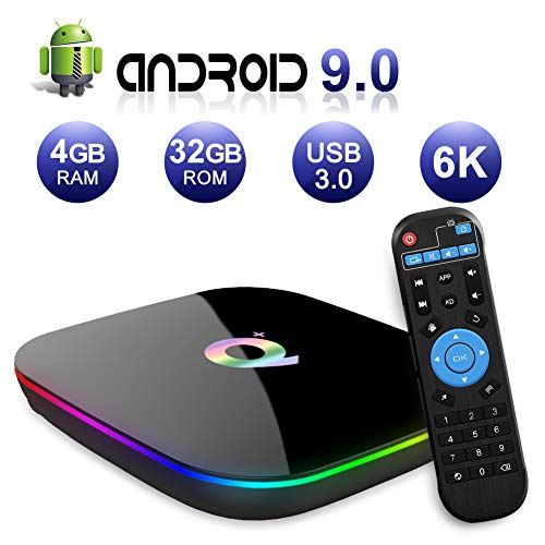 Android TV Box 9.0, 2019 El más Nuevo Android Box 4GB RAM 32GB ROM H6 Quad Core Cortex-A53 Smart TV Box, soporta 6K de resolución 3D 2.4GHz WiFi Ethernet USB 3.0 Media Player