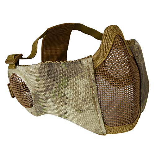 Aoutacc Airsoft - Juego de máscaras de malla con protección para la oreja y gafas para CS/caza/paintball/tiro, AT