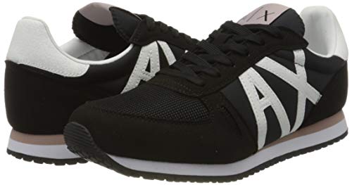 Armani Exchange Retro Running Sneakers, Zapatillas para Mujer, Negro (Black+White A120), 38 EU