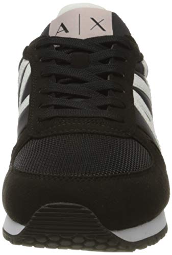 Armani Exchange Retro Running Sneakers, Zapatillas para Mujer, Negro (Black+White A120), 38 EU