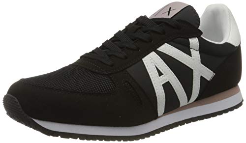 Armani Exchange Retro Running Sneakers, Zapatillas para Mujer, Negro (Black+White A120), 38 EU