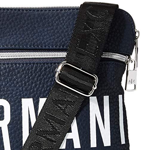 Armani Exchange - Small Flat Crossbody Bag, Bolso Hombre, Azul (Sargasso Sea), 10x10x10 cm (W x H L)