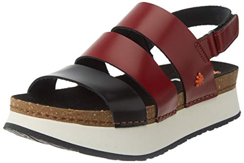 Art Mykonos, Sandalias con Punta Abierta para Mujer, Multicolor (Burdeos/Black Burdeos/Black), 38 EU