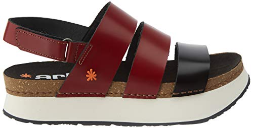 Art Mykonos, Sandalias con Punta Abierta para Mujer, Multicolor (Burdeos/Black Burdeos/Black), 38 EU