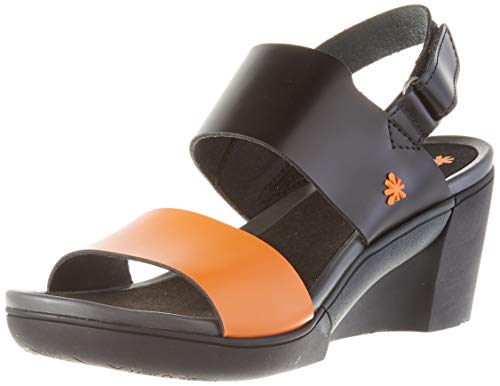 Art Rotterdam, Zapatos de tacón con Punta Abierta para Mujer, Multicolor (Black/Orange Black/Orange), 39 EU