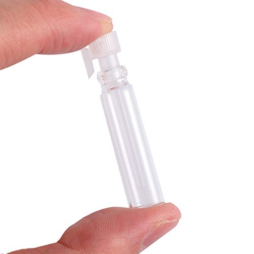 Artibetter 100 Piezas de Viales de Muestra de Perfume de Vidrio de 1 Ml con Tapas Transparentes Mini Botellas de Perfume Vacías Contenedores de Maquillaje Portátiles para Aceite Esencial de