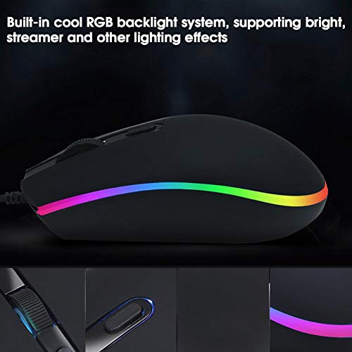 ASHATA Gaming Mouse, RGB Backlight Mechanical Gaming Mouse Marquee Mouse con Cable Notebook Computadora de Escritorio Juegos E-Sports USB dedicado 007RGB