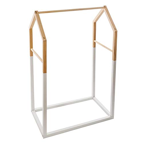 Atmosphera Burro Perchero para Ropa en Forma de casita para habitación Infantil – Color Blanco y Madera Natural