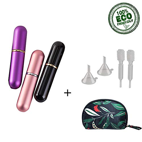 Atomizador de Perfume,Morbuy Mini Portátil Vacía Pulverizador Frascos Dosificador Recargable de Perfume de Afeitado con Bomba de Embudo y Pipeta para Viaje en Bolso (5ml, 8PCS)