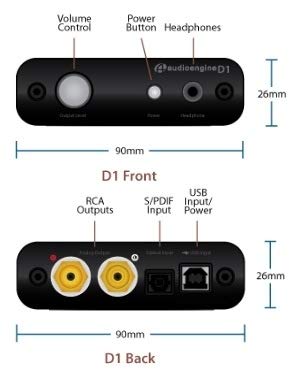 Audioengine D1 24-bit DAC | Amplificador Convertidor Digital a Analógico y Auriculares Entradas USB y Ópticas S/PDIF | Garantía 3 años