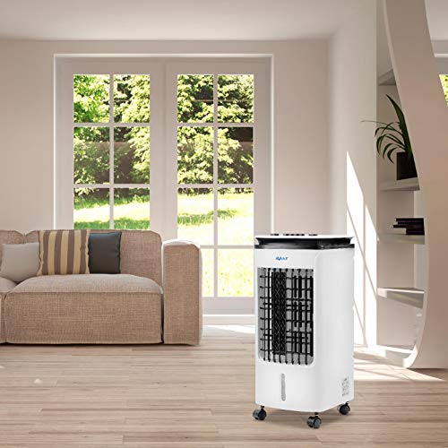 AVANT - Climatizador Evaporativo portátil, 65W - 3 Velocidades, Deposíto de Agua 4 L, Temporizador 7,5 H, Rejillas Verticales con oscilación automática, Filtro Honeycomb,Color Blanco.