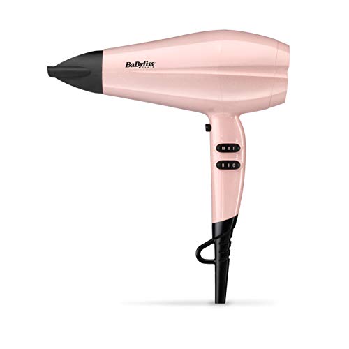 BaByliss 5337PRE Secador de pelo Rose Blush 235, 2200W, Motor DC, Iónico, 2 Velocidades y 3 Temperaturas, Botón de aire frío. Incluye boquilla estrecha 8mm, Cable 2,2m. Peso ligero 429 g. Rosa