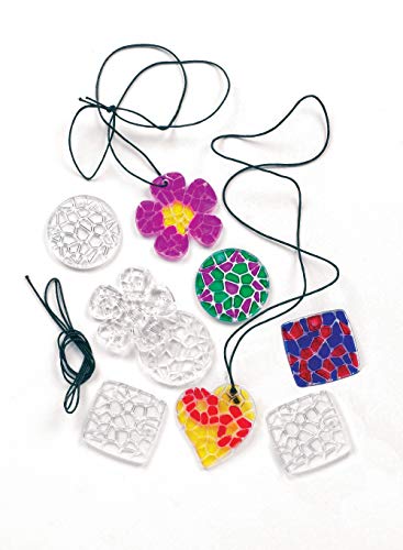 Baker Ross- Collares con Colgante con Efecto Cristal Tintado (Pack de 12) -Manualidades infantiles para decorar