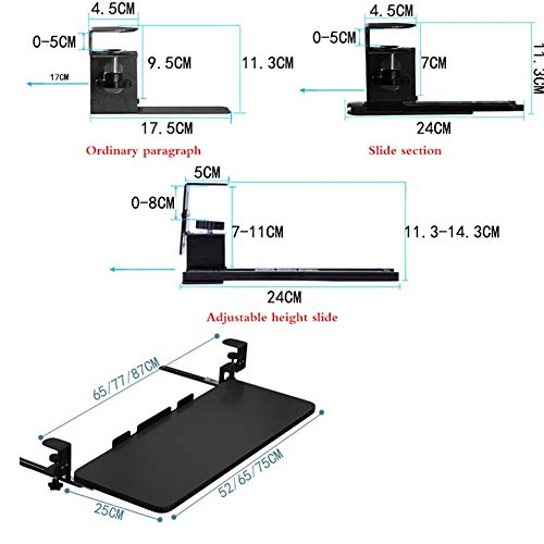 Bandeja del Teclado, Bandeja para Teclado Debajo del Escritorio Ningun Ruido La Oficina de Estudio Está Disponible Soporte para Teclado Extraíble (Color : Slide Style, Size : 75 * 24cm)