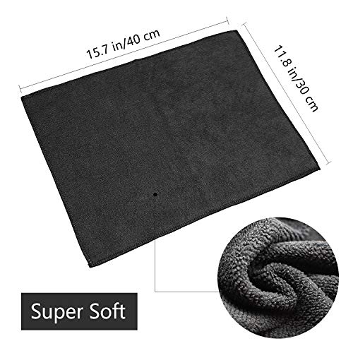 Bayeta Microfibra Negra Coche Secado Rápido Super Suave Ideal para pulir coches o motocicletas (10 Piezas Negra,40cm x 30cm )