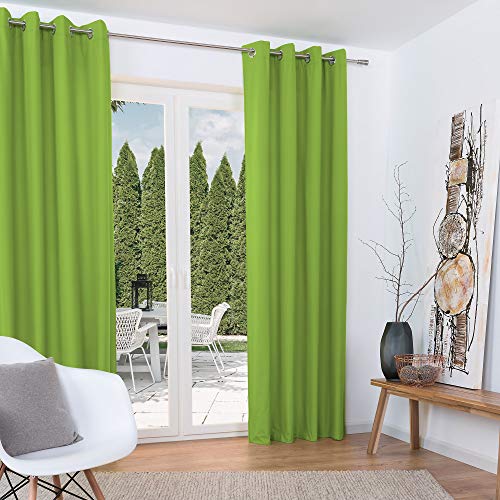 Beautissu Set de 2 Cortinas térmicas Amelie TO 140x245 cm de Ojales Privacidad y oscurecentes Aislante Verde