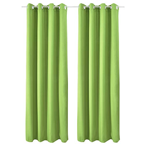 Beautissu Set de 2 Cortinas térmicas Amelie TO 140x245 cm de Ojales Privacidad y oscurecentes Aislante Verde