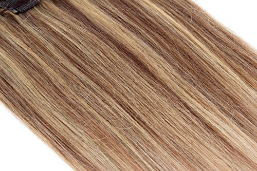 Beauty7 7 unidades 70g extensiones de clip de pelo natural pelucas cabello humano de color 8# y 613# de 18 pelugadas 46cm larga