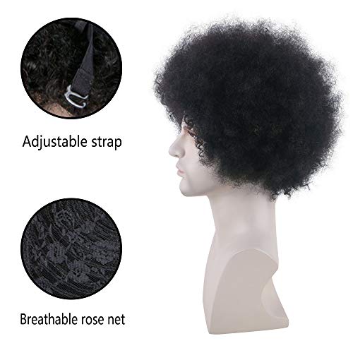 Becus 100% cabello humano rizado corto mullido rizado Afro pelucas para hombres negro natural